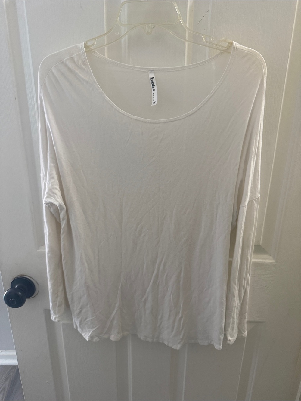 Azules Cream Scoop Neck Long Sleeve Tee